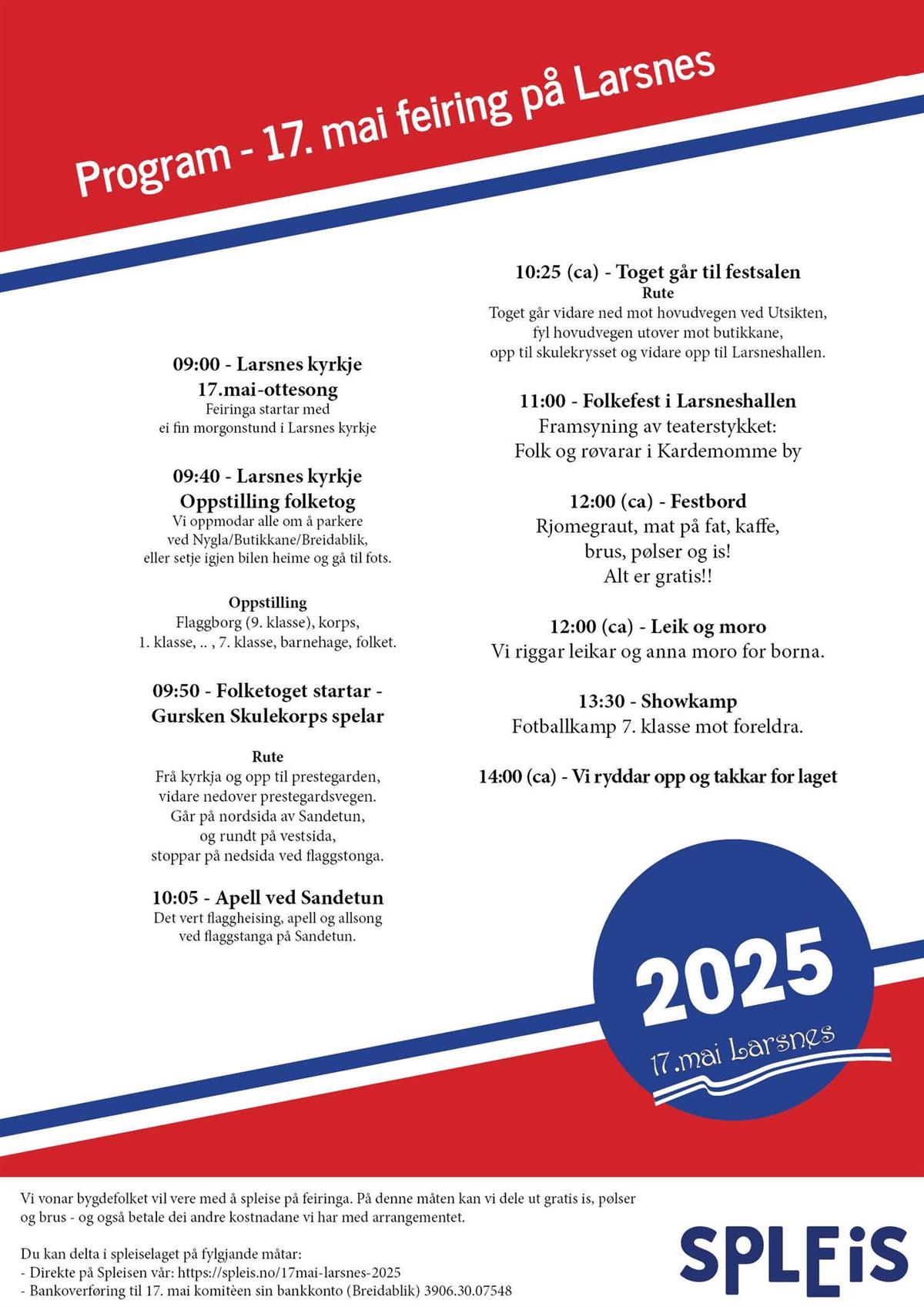 Program 17.mai 2025 Larsnes - Klikk for stort bilete